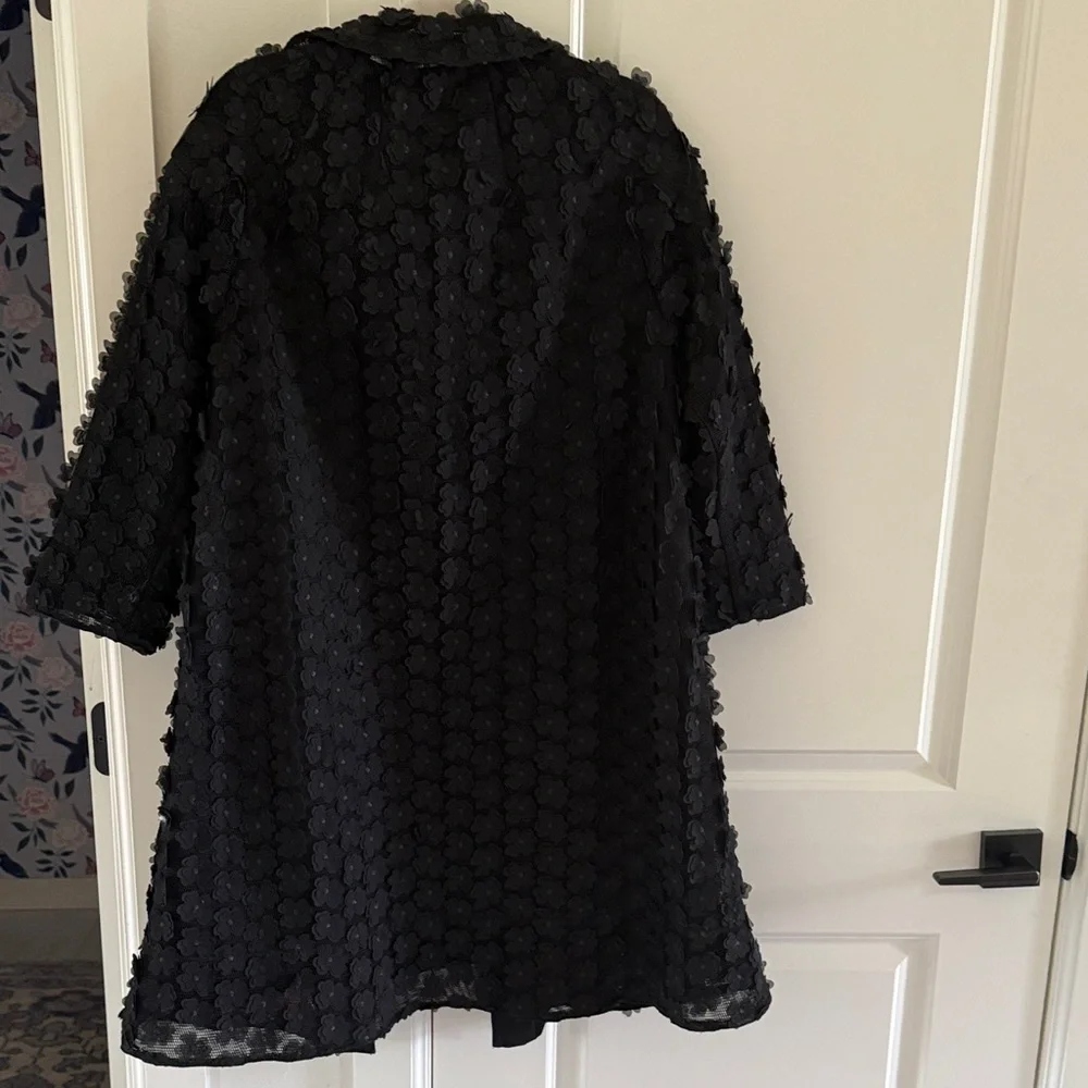 Byron Lars 10 Black Laser Cut Coat with Floral Interior - Picture 8 of 8